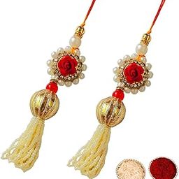 Buyent ® designer lumba rakhi for bhabhi set of 2 chuda rakhi for women bhabhi raksha bandhan rakhi latkan rakhi chuda rakhi for bhabhi with roli chawal pack-image-19