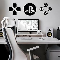 STASH HOUSE Gamers Wooden Wall Sign Set, PS Geometric Home Decor Gift for Gamers,Gamers Wall Art, PS4 3D Logo (40x 40 cm X SET OF 3)-12