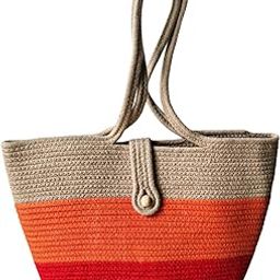 ™ Handmade Jute Handbag For Women, Cotton | Large ToteBag | Shoulder Beach Bag for Women | Woven Straw Beach Tote Bag, Tricolor Design with Beige, Orange and Red-image-10