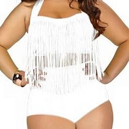 Womens Plus Size High Waist Fringe Swimwear Two Piece Swimsuit-image-25