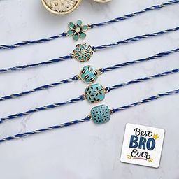 eCraftIndia Pearl Designer Rakhi for Brother with Best Bro Ever Fridge Magnet and Roli Chawal Pack-image-16