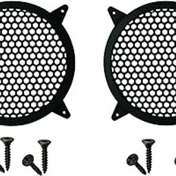 8-Inch Speaker Grills with Mounting Screws, Hexagonal Mesh Design, Black, Pack of 2-image-16