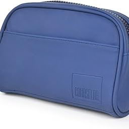 Leather Toiletry Pouch for Men & Women, High Quality, Shaving Kit Bag & Grooming, Travel Toiletry Bag with Handle, Multiple Compartments, Unisex Travel Toiletry Organizer (Navy Blue)-image-9