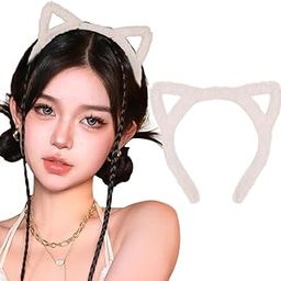 Cat Ears Headband Cute Furry Makeup Headbands Plush Washing Face Halloween Cosplay for Women Girls-image-57