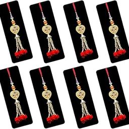 Handmade Lumba Rakhi for Bhabhi Set of 8 - Designer Rakhi with Roli Chawal - Exclusive Rakhi - Beads Rakhi for Women-29