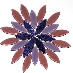 Sweven Art Mosaic Tiles,40x15mm Size Leaves, 3mm Thick, Lilac, Mauve & Metallic Foil Purple Color (Pack of 200Gms)-image-55