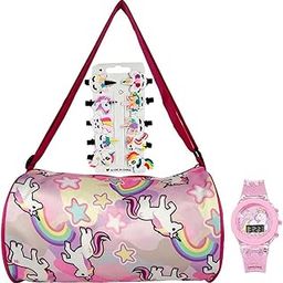 1 Pcs Stylish Polyester Duffel Bag and 10 Pcs Hair Clips, 1 Pcs Watch Perfect Unicorn Combo Gift Set for Baby Girls, Girls and Women-image-80