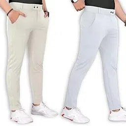 gibbonte Men's Stylish Slim Fit Lycra Blend Trousers - Pack of 2 Combo | Regular Office and Formal Pants for Men-picture-27