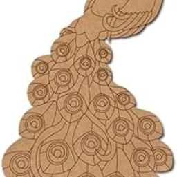 American Elm Wooden Peacock Shape Rangoli Cutout MDF Decorative Board for Diwali Floor Decoration DIY Painting Festive Craft Temple Art Project and Traditional Indian Festival Decor-13
