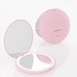 Vitalogy acrylonitrile butadiene styrene (abs) Mirror for Makeup - Magnifying Hand Mirror for Women, Girls with 2X 1x Zoom - Folding Pocket Double Makeup Mirror for Purse (Round with LED Light - Pink)-image-35