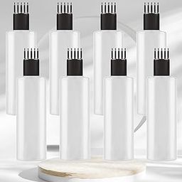 ROMARA 100ml (PACK 8) Empty Bottle with Comb Nozzle for Hair Oil Application, Refillable Travel Container for Scalp Massage, Liquid Dispenser for Hair Care-12