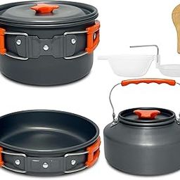Sakar 9-Piece Camping Cookware Set, Mess Kit – Lightweight & Compact Backpacking Gear – Durable Hiking Cookware with Pot, Pan, Bowls & More – Ideal for Outdoor Cooking, Hiking & Survival-image-37