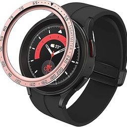 OBOE Bezel Styling Case Compatible with Samsung Watch 5 Pro 45mm Bezel Ring Adhesive Cover Anti Scratch Stainless Steel Protection (Rose Pink)-image-36
