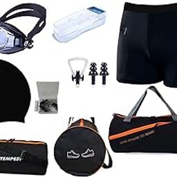 Men's Swimming Kit with Swimming Costume | Trunks |Shorts, 1 Cap, 1 Anti Fog Goggles, 1 Nose Clip, 1 Pair of Ear Plugs, 1 Gym Bag Duffle Bag-image-6