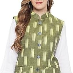 Womens Ikat Printed Cotton Nehru Jacket-picture-1