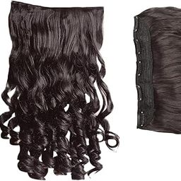 TEMPERIA Hair Extensions for Women (Luxury Premium)- 5 Clips Attached Curly/Wavy Artificial Hair Clip On Extension - False Fake Long Curl Hair Wig for Wedding - 1 Pc - Natural Brown Colour (D1)-image-21
