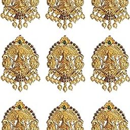 Gold Plated Antique Hair Jewelery Choti Jadai Billai,Hair Brooch With Hook Temple Jadai Wedding Bridal Jewellery (Design 02, Red Green)-image-31