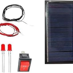 SP Electron Combo of 80x40mm Rectangular Solar Panel with 2pcs Multicolor LEDs, 1pcs 2pin Switch, 1meter red 1 Meter Black Wire.-14
