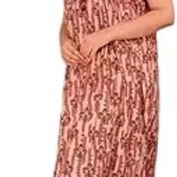 Women's Cotton Printed Nightgown, Short Sleeve, Paisley Pattern, Maroon and Pink-image-18