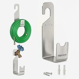 Herrlich Homes Durable Heavy Duty 304 Stainless Steel Garden Pipe Stand | Wall Mounted Watering Hose Holder | Portable Irrigation Hose Hanger | Garden Pipe Holder Hook in Black | Pack of 1 | Steel-image-34