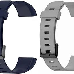 Wei International Compatible with Realme Smart Band 2022 Silicone Realme Band Bracelet RMA183 Strap with Black Metal Buckle Stylish (Tracker Not Included) Gray and Blue-image-10