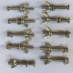 Kalamani Crafts - 12 Sets SS-M6 Thread 50mm Length Bolt with 2 Nos Washer and Wing Nut Butterfly Fasteners Stainless Steel.-picture-18