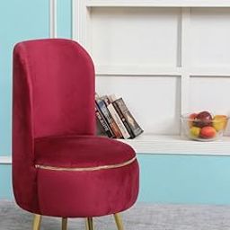 Smartkart Ottoman Pouffes Sitting Mudda Puffies Stool for Living Room Pouf Dressing Table Puffy Footstool for Office or Home Decoration, Holland Velvet Fabric, Metal Leg, 18x18x32 Inch, Wine-image-17