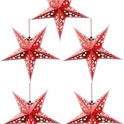 5PCS RED Paper Star Lantern Lampshade for LED Light 3D Ceiling Twinkle Pentagram Lampshade Wedding Party Christmas Home Hanging Decor-3