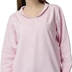 unifringe Women's Boyfriend/Loose Fit Full Sleeve Drop Shoulder Loopknit V-Neck Neck Sweatshirt-picture-22