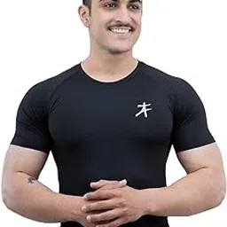 Athflex Men's Half Sleeve Edge Compression T-Shirt-Athletic Base Layer for Gym,Cycling,Training,Workout,Poly-Spandex Blend,Tactical Sportswear & Gymwear-picture-1