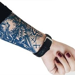 Semipermanent Temporary Tattoo Stickers 20-25 days Lifespan For Men Women Boys & Girls Waterproof 3D Realistic HalfArm Compass Tatto Sticker Blue Coloured Temp Watertransfer Size-18X11cm GZ-171-image-90