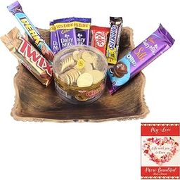 SFU E Com Multipurpose Basket With Chocolate Gift Combo | Valentine Chocolate With Love Greeting Card | Valentine Chocolate Hamper | 445-49
