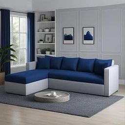 L-Shape 6-Seater Sofa Velvet Fabric– Spacious Seating with Modern Style.Perfect Blend of Comfort & Design for Your Living Room.Premium Upholstery & Durable Frame for Everyday Use. (Grey Blue)-image-23