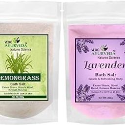 Vedic Ayurveda Lemongrass & Lavender bath Salt Combo | 2 x 200g | Herbal Spa Salt for Stress Relief, Mood Uplift & Skin Rejuvenation | For Men & Women-image-97