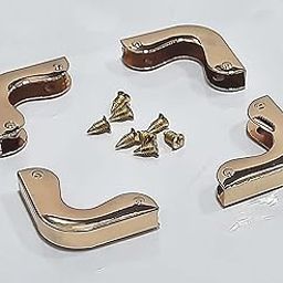 Tia Corner, Edge Decorative, Edge Protector for Purse, Clutches, Bags, Menus, Albums, Books and DIY Works-(Golden Premium Rounded Corner-4Pcs)-image-4