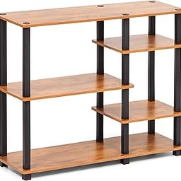 Livzing Turn N Tube 5 Tier Kitchen Storage Rack-Wooden Microwave Oven Stand with Open Storage Rack-Book Shelf for Home,Office,Library-Open Shelf Storage for Kitchen,Living Room-Brown-16