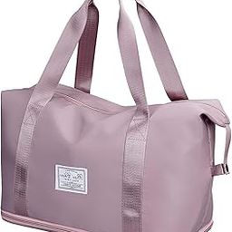 Foldable Travel Bag Weekend Shoulder Bag Large Capacity Waterproof Organizer Bags Gym Bag Men Women Tote for Travel Camping Sporty Pink, Pink-image-47