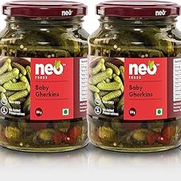 Neo Baby Gherkins I P2 I 100% Vegan I Low Fat Sweet and Crunchy Pickles, Ready to Eat, No GMO I Enjoy with Nachos, Make a Healthy Salad at home I 350g (Pack Of 2)-image-5