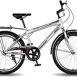 Vaux Plus Cycle for Boys 24T with Carrier, 24inch Cycle for Kids with Steel Frame, Rigid Fork, Alloy Rims,24x2.125inch Ralson Tyre, Bicycle for Kids 10 to 15 Years (Silver)-image-82