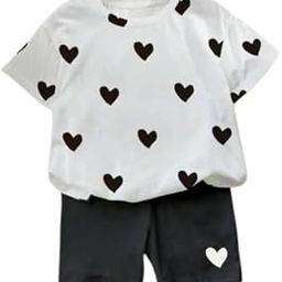Kids Girls Short Sleevess Love Printed Cotton Top & Bottom Set_RHF_Girls_coord021_4-5 Years,multi-image-78