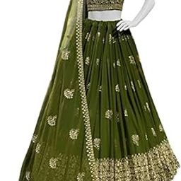 Women's Georgette Semi Stitched Lehenga Choli In Mahendi Colour LEHENGACHOLIFORWEDDINGSF21880-image-18