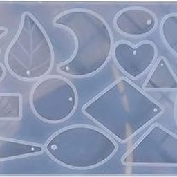 URBAN BOX Creative Multishape Earring Keychain Pandent Mold Silicon Jewelry Making Mould for Resin Epoxy Casting Mould Tool for DIY(15PC Jewellery Mold(15.5 x 16.5 cm)-8)Resin, Metal-image-51