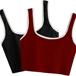 Women's Ribbed Tank Tops | Pack of 2 | Contrast Neck, Sleeveless & Stretchable Fabric | Soft, Breathable & Comfortable | Ideal for Casual Wear, Yoga & Summer Outfits-image-17