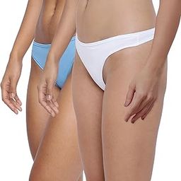 BASIICS Spiffy Antimicrobial Semi-Seamless Thongs Panty for Women (Pack of 2) Blue, White-image-80
