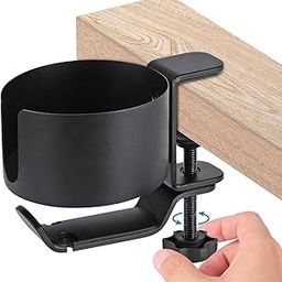 XHTLLO 360° Rotation Under Desk Headphones Stand with Cup Holder, Space Saving Desktop Mount for Office Organization(Black)-image-29