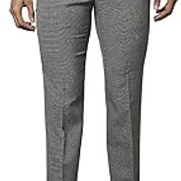 Men's Polyester Blend Structure Pattern Slim Fit Flat Front Formal Trouser-35