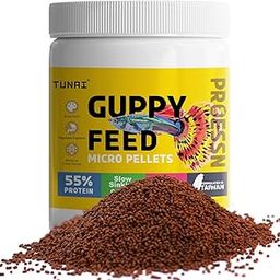 Guppy Fish Food with 55% Protein| 40g |600 Microns - Floating Micro Pellets| Guaranteed Tail Color Enhancement for Guppies, Taiwan Formula-image-27