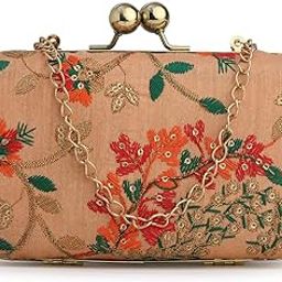 Yellow & Gold Embroidered Box Clutches For Girls and womens-image-68