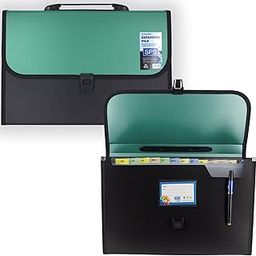 SPS 13 Pocket Expanding File Folder with Buckle Closure,Label Index and Handle for A4/Foolscap/Legal Documents (Green)-15