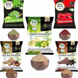 Online Quality Store Amla Reetha Shikakai Bhringraj and Hibiscus Powder for Hair |hair pack powder combo |hair care products |natural products for hair |natural products for skin|products for hair(Pack of 5 ,Total 900g Pack)-image-34